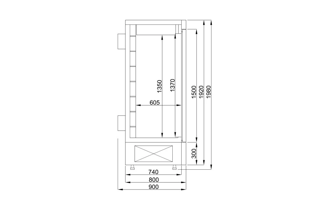 Frenox SY13-G-HM - 2 Kapılı, 3 Tarafı Camlı, Siyah PVC Kaplı Dry Age Buzdolabı