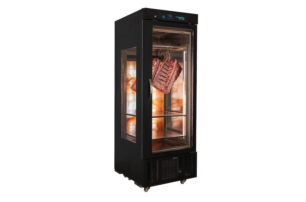Frenox SY6-G-HM - Tek Kapılı, 3 Tarafı Camlı, Siyah PVC Kaplı Dry Age Buzdolabı